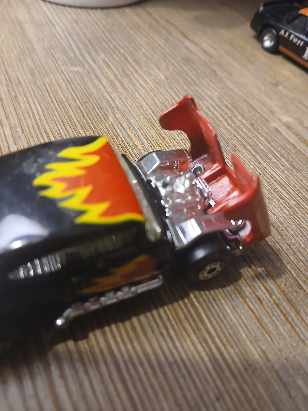 1983 Matchbox MB-4 1957 Chevy Bel Air Hardtop Black w/Red/Yellow Flames 1:64 NM